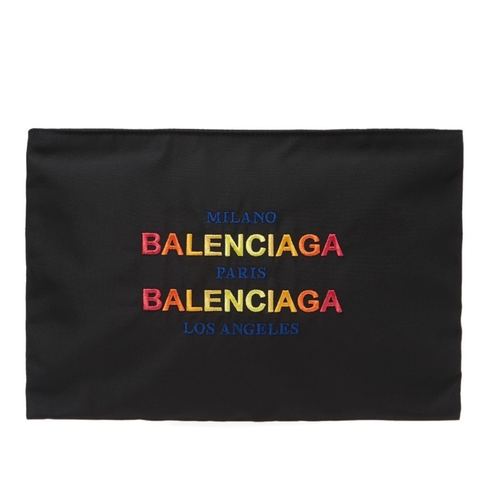 Balenciaga Ombre Rainbow Laptop Document Holder Logo Pouch Portfolio Case Clutch